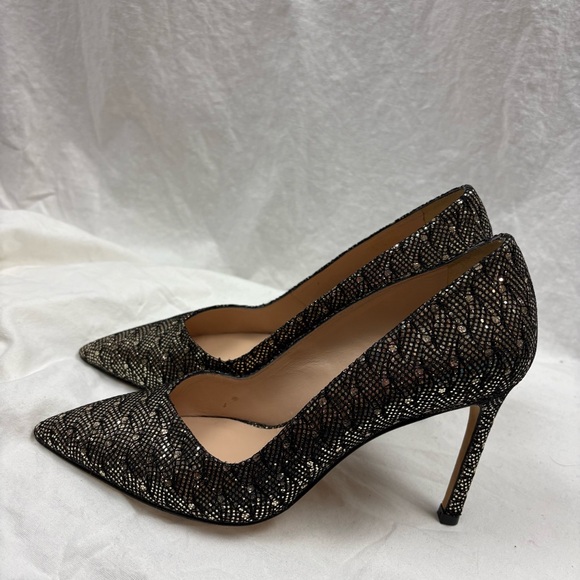 Stuart Weitzman Anny 70 gold metallic pointy toe pump 38.5 - Picture 6 of 13